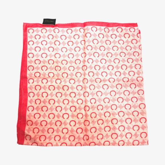 Unused CELINE  Paris   MiniScarf 22"  Cottn/Silk Pink  Peach  with Logo C  (55 - Picture 4 of 7